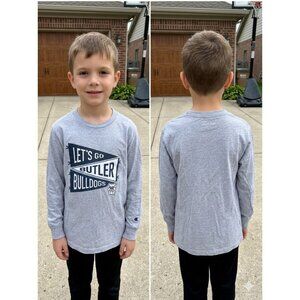 Champion Butler Bulldogs Long Sleeve Shirt Youth Medium M 7-8 Gray NCAA Tee Boys